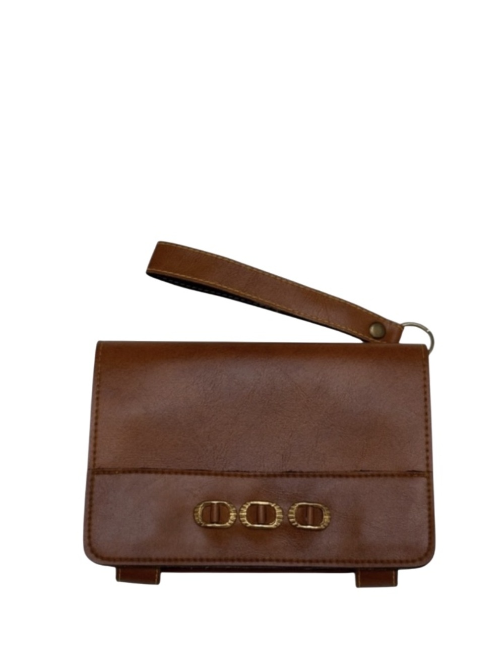 ISKOZH - BROWN LEATHER SNAPLOCK WRISTLET WALLET